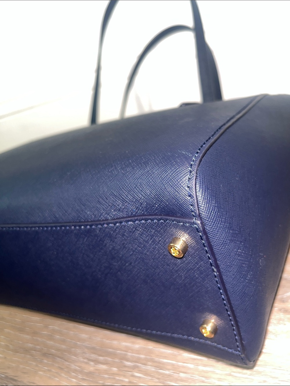Tory Burch Navy Saffiano Tote with Gold Hardware - Picture 7 of 16